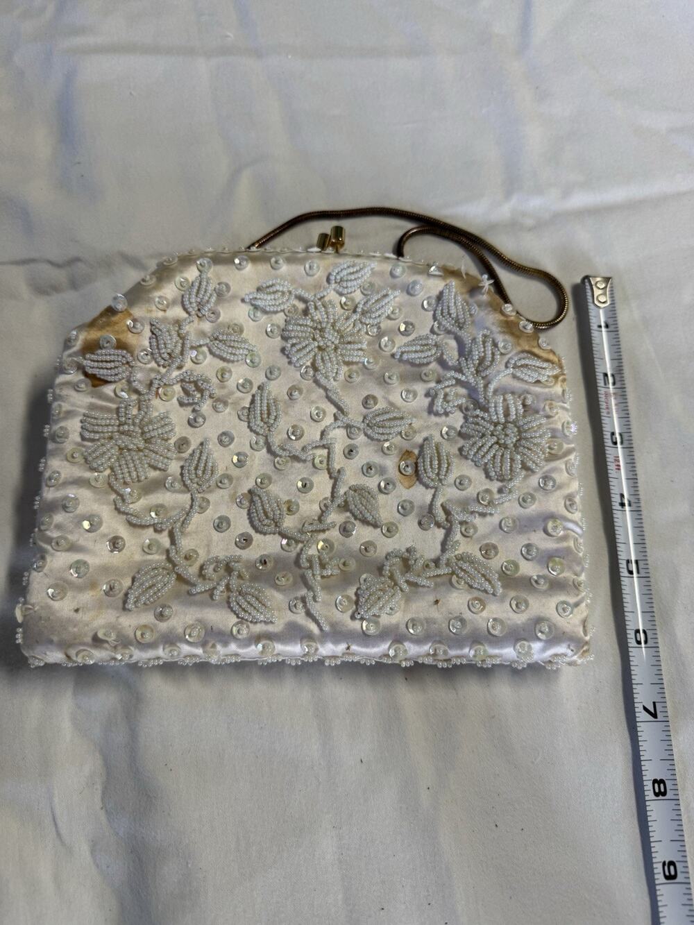 Vintage Clutch, Beaded, Retro Fashion, Formal, Gold, Chain Handle